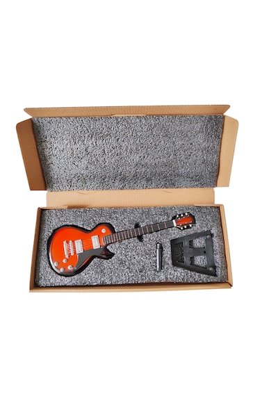El Yapımı 1/4 Ölçek Minyatür Elektro Gitar Les Paul Fire Standard