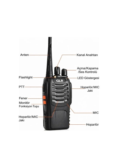 Pmr Bf-888s Uhf El Telsizi 2'li Set 1500mah Bataryalı 16 Kanal El Fenerli