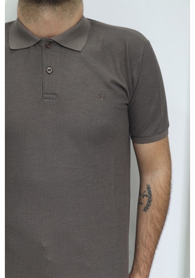 Erkek Santa Düz Spor Kesim Dar Kalıp Polo Yaka T-shirt Kahverengi