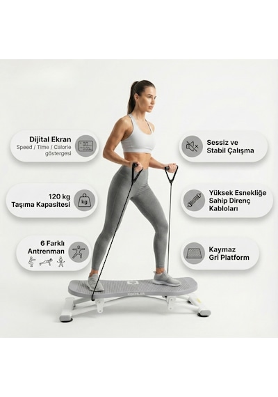 Slider Evde Kaykay Spor Aleti Dijital Ekranlı Kaydırmalı Fitness Board, 6 Fonksiyonlu