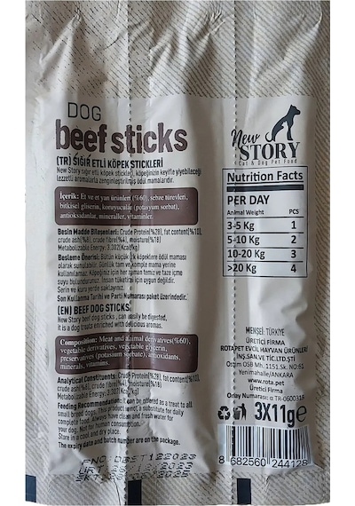 Dog Beef Stick 3 Adet 3x11gr. Biftekli, Çubuk, Köpek Ödül Maması