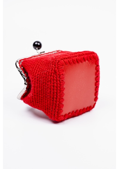 Fabric Craft Bag Bozuk Para Cüzdanı Merserize Pamuk Klipsli Örgü Kırmızı