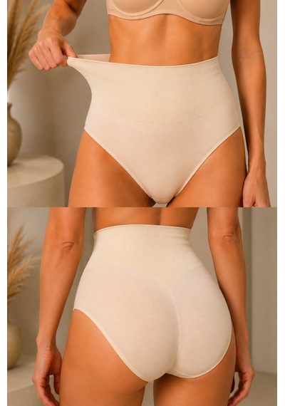 Fit Women Kadın Toparlayıcı Yüksek Bel Esnek Bej Külot