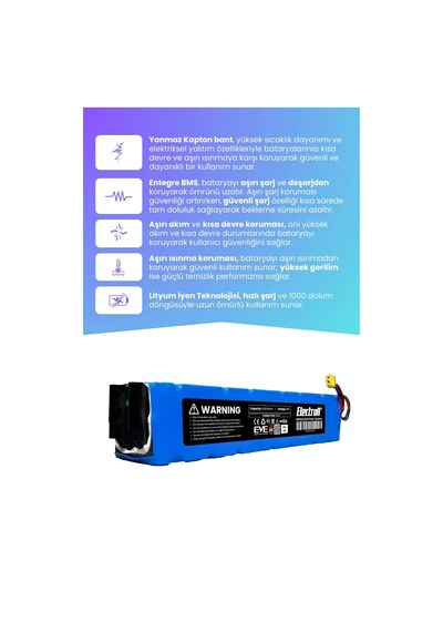 Electroll N65 Uyumlu Batarya Eko Kapasite 48v 9.600mah Elektrikli Scooter Bataryası Diğer