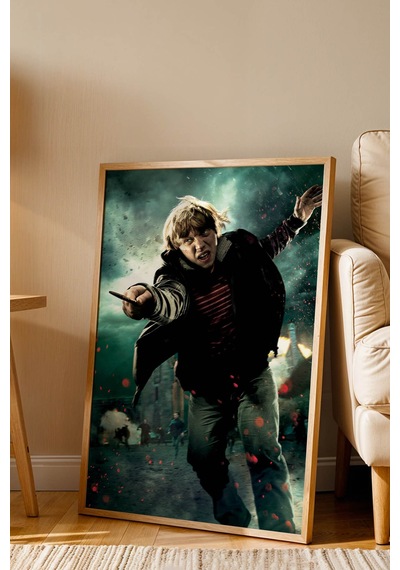 Ron Weasley Özel Tasarım Çerçeveli Tablo - Lüks Harry Potter Aksiyon Posteri Modern Duvar Dekoru Kayın