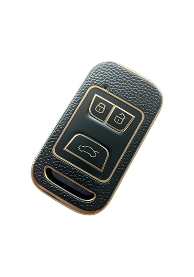 Chery Tiggo Uyumlu Anahtar Kılıfı Deri Desenli Gold Siyah
