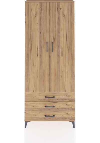 Arges Dolap 2 Raflı 4 Çekmeceli Tek Askılı 88x30x221 Aytaşı-çam Atlas Çam