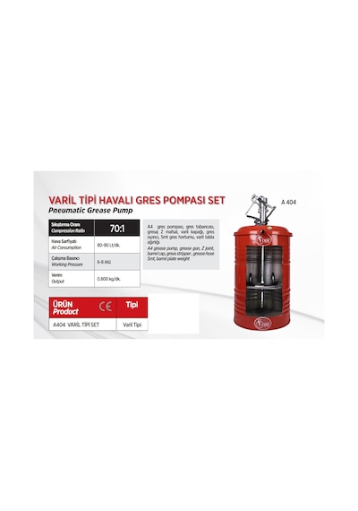 Ckm A404 – A4 Varil Tipi Havalı Gres Pompası Set