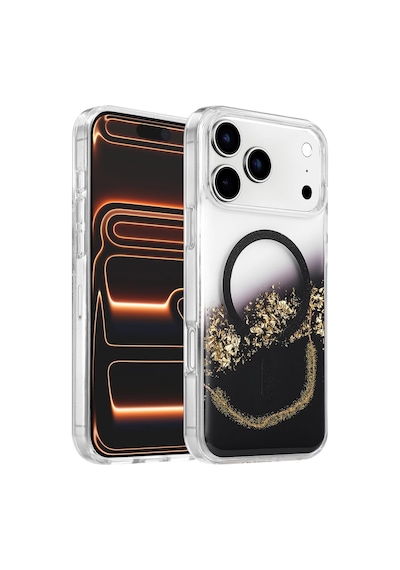 Onegif Apple İphone 17 Pro Max Lotus Simli Magsafe Kapak - Siyah