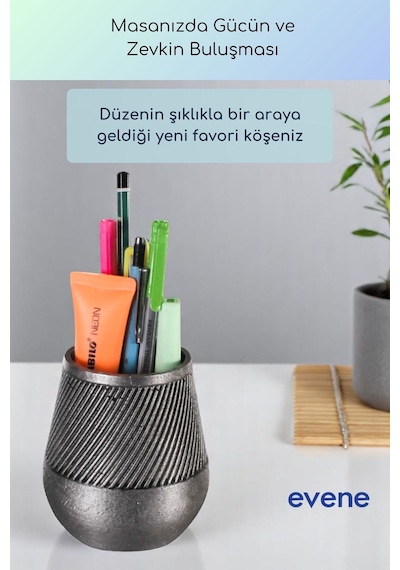Kalemlik Masa Kalemliği Organizer Kalemlik Gümüş Eskitme Renk Model 89 Çok Renkli
