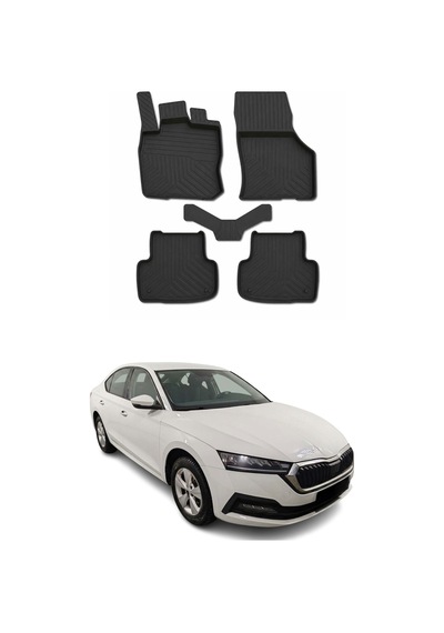 Skoda Octavia 4 2019-2026 Uyumlu 4d Havuzlu Paspas Kauçuk Siyah 5 Parça