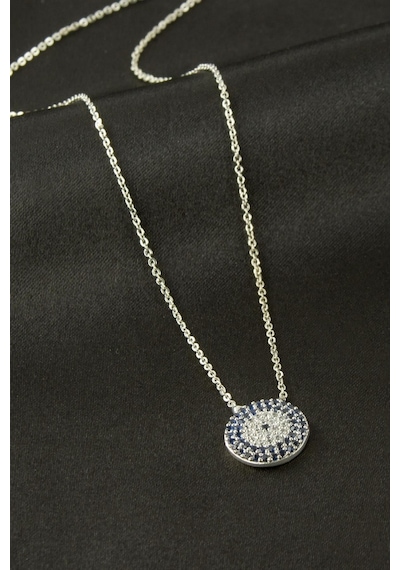 Nazar - 533 - Zirkon Taşlı Kolye - Csmo-tex - Gümüş Rengi