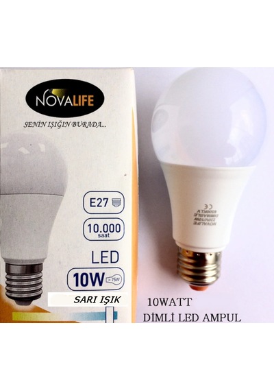 Novalife Dim Edilebilir 10Watt E27 Led Ampul Sarı Işık Dimli 10W