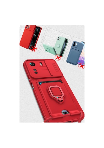 Xiaomi Redmi 13c Uyumlu Kılıf Zuma Kartvizitli Yüzüklü Silikon - Siyah