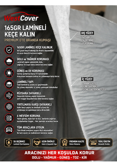 Byd Seal Design Gri Kalın Dolu Korumalı- Premium Oto Branda 4 Mevsim Dolu, Güneş, Yağmur Ve Uv Korumalı
