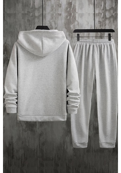 Uyguntarz Unisex Spooky Baskılı Eşofman Takımı Gri