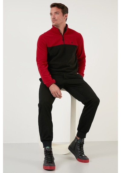 Buratti Regular Fit Anti-Pilling Tüylenme Yapmayan Dik Yaka Kışlık Şardonlu Erkek Polar 5906016 Bordo