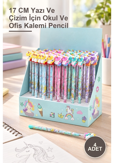 4 Adet Kurşun Kalem 17 Cm Yazı Ve Çizim İçin Okul Ve Ofis Kalemi Pencil 1