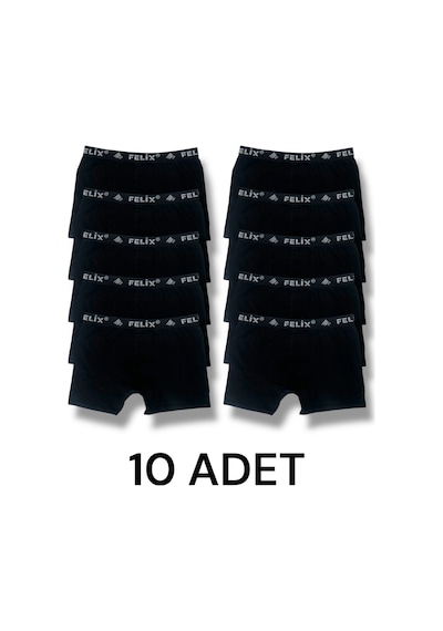 Pamuklu Likralı Erkek Boxer 10'lu Paket Siyah