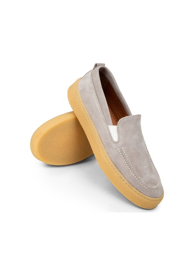 Deery Erkek Hakiki Süet Gri Loafer Ayakkabı - 02047mgrıc01