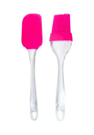 Silikon Spatula Ve Fırça Seti, 2 Parça Pembe 0