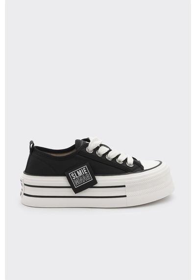 Derinet Bağcıklı Kadın Sneaker Siyah Siyah