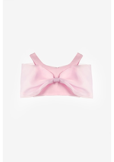 Le Mabelle Pembe Büyük Fiyonklu Kız Çocuk Crop Bluz - Edith Pembe