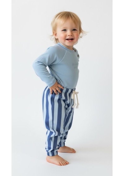 Miababy Çizgili Mummy&dadys Boy 2 Li Takım Mavi