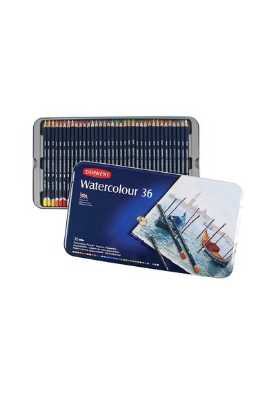 Derwent Watercolour Pencil Suluboya Kalem Seti 36'lı Teneke Kutu