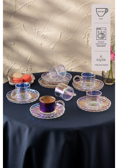 Emsan Muhabbet 100 Ml 6'lı Kahve Fincan Takımı renkli
