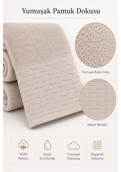 Banyo Havlusu %100 Pamuk 90x150 Cm Linea Collection 650 Gr Bej