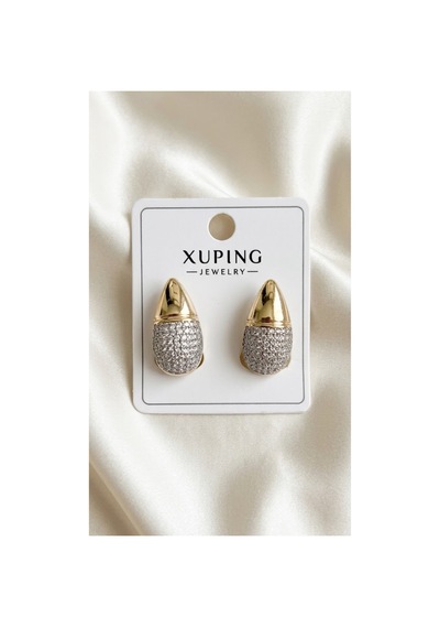 Xuping 14k Gold Rengi Kuyumcu İsçiligi Modern Tasarim Tas Detay Kararmaz Kadin Halka Küpe Gümüş - 926433105 Gümüş