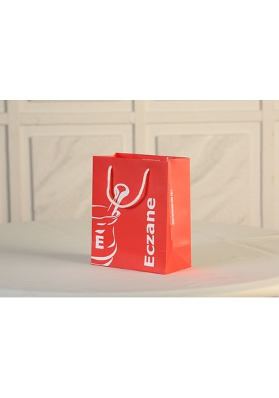 Eczane Karton Çanta Körüklü Kırmızı 25'li 20 x 10 x 23.5 CM