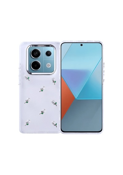 Kilifone - Redmi Note 14 Pro 4g Uyumlu Kılıf Airbag Tasarımlı Simli Şeffaf Kutup Kapak - Kiraz - T37079