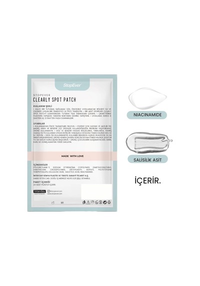 Clearly Spot Patch, Sivilce Karşıtı Şeffaf Plaster Şeffaf, Ultra İnce, Hidrokolloid + Niacina