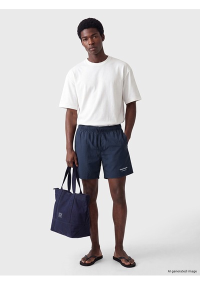Lcw Swımwear İndigo Kısa Boy Baskılı Erkek Deniz Şortu