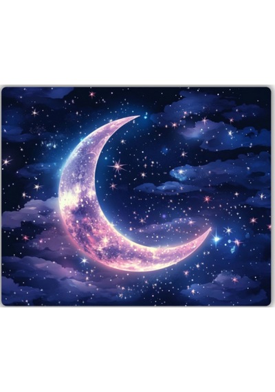 Parlak Ay Ve Yıldız Baskılı Mouse Pad 18x22 Cm