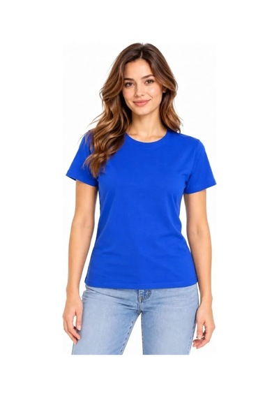 DefyModa Basic Tişört Bisiklet Yaka Kısa Kol Günlük Yazlık Slim Fit T-shirt Mavi