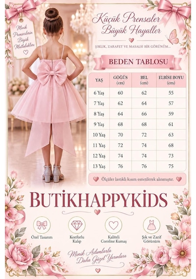 Butik Happy Kids Kız Çocuk Prenses Abiye Elbise Büyük Kurdele Detaylı Zarif Tasarım Çocuk Abiye Elbise 6-13 Yaş Krem Butik Happy Kids Kız Çocuk Prenses Abiye Elbise Büyük Kurdele Detaylı Zarif Tasarım Çocuk Abiye Elbise 6-13 Yaş Krem