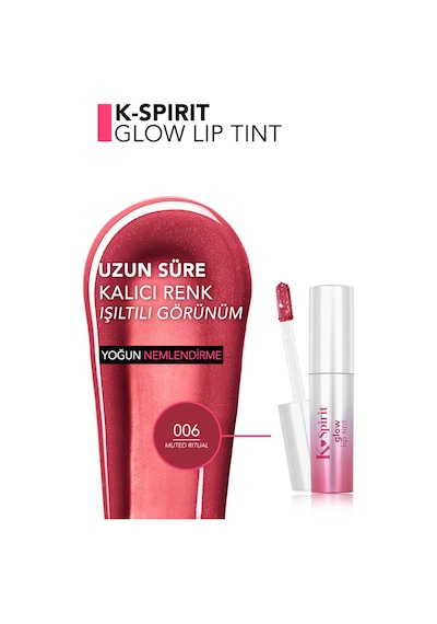 Flormar K-spirit Glow Lip Tint Yoğun Nemlendirici & Işıltılı Uzun Süre Kalıcı Dudak Tint'i 006mutedrıtual