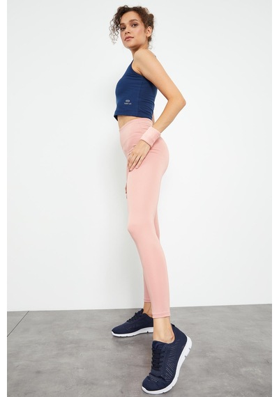 Tommylife Tommy Life Pudra Yüksek Bel Streç Slim Fit Dar Paça Kadın Tayt - 94545 Pudra