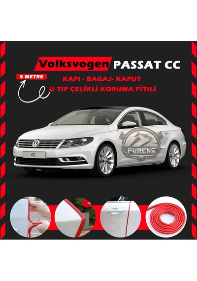 Volksvogen Passat Cc Oto Araç Kapı Koruma Fitili 5metre Parlak Kırmızı Renk