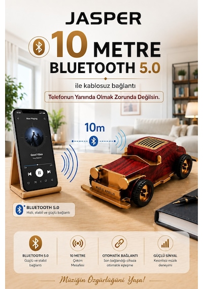 Jasper Jpr-1524 Dekoratif Bluetooth Hoparlör Telefon Standı Retro Klasik Araba Tasarım 3w 1200 Mah