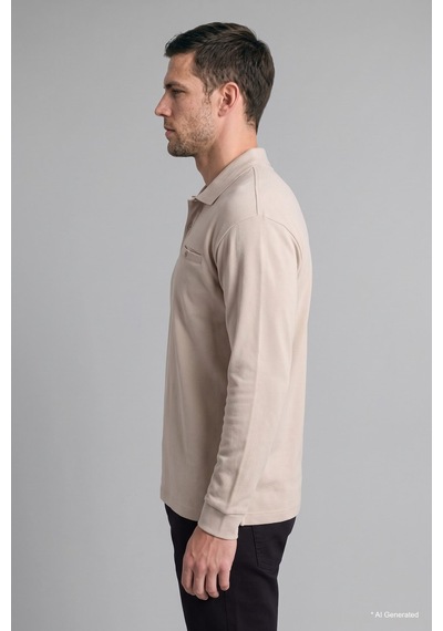 Defacto Regular Fit Düğmeli Polo Yaka Basic Sweatshirt I2039ax26wner37 Ekru-er37