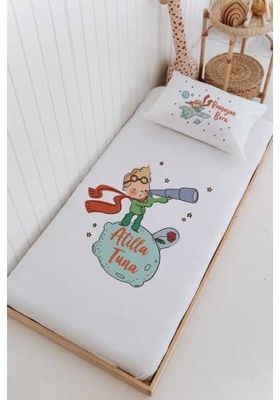 İsme Özel %100 Pamuk Bebek Ve Çocuk Tek Kişilik 165 X 225 Cm Pike Takımı-küçük Prens Beyaz