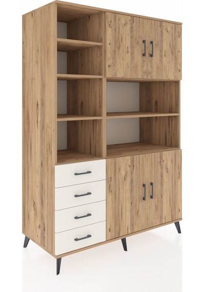 Kronos Dolap 9 Raflı 4 Çekmeceli 4 Kapaklı 132x59x195 Çam-çam... Çam