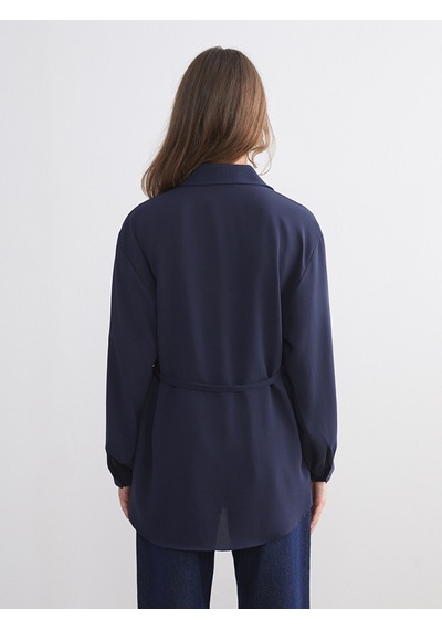 Lcw Modest Lacivert Oversize Kadın Gömlek Tunik