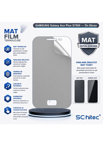 Galaxy Ace Plus S7500 Uyumlu Ön Yüzey Mat Hidrojel Ekran Koruyucu