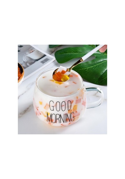 2 Li Good Morning Günaydın 400 Ml Borosilikat Cam Kupa Kahve