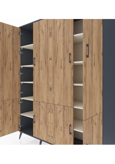 Hyperion Gardrop 10 Raflı 8 Kapaklı 176x44x221 Antrasit-çam/aytaşı Çam/aytaşı Hyperion Gardrop 10 Raflı 8 Kapaklı 176x44x221 Antrasit-çam/aytaşı Çam/aytaşı